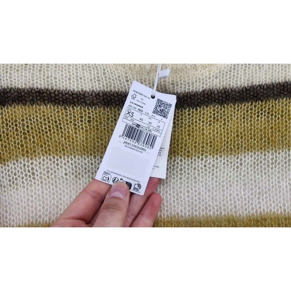 Mango Women's XS Olive Green Semi Transparent Alpaca Sweater NWT‎ - Picture 6 of 9